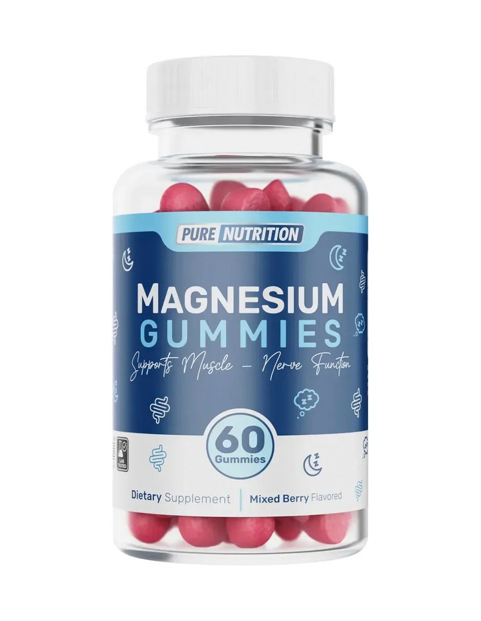 Suplementos alimenticios magnesium gummies con citrato de magnesio sabor cereza de 60 gomitas