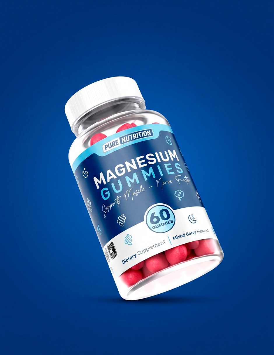 Suplementos alimenticios magnesium gummies con citrato de magnesio sabor cereza de 60 gomitas