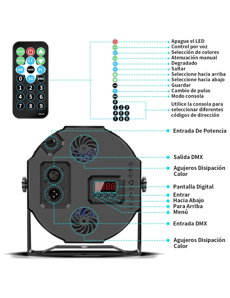 Luz audioritmica Genérica con Control remoto