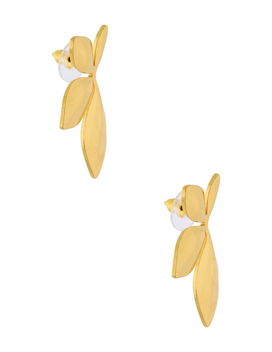 Aretes largos  de flor  Nuvi   con acabado brillante