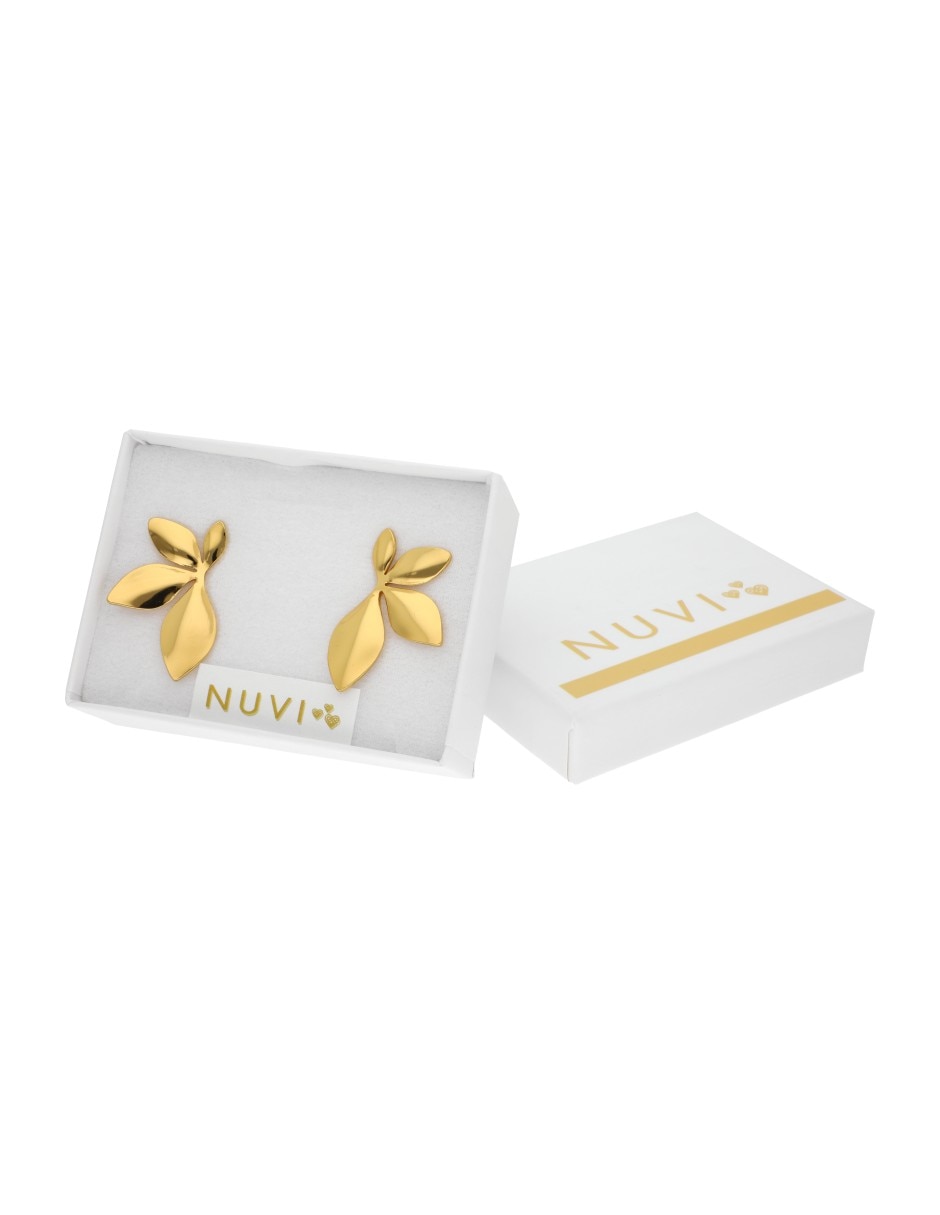 Aretes largos  de flor  Nuvi   con acabado brillante