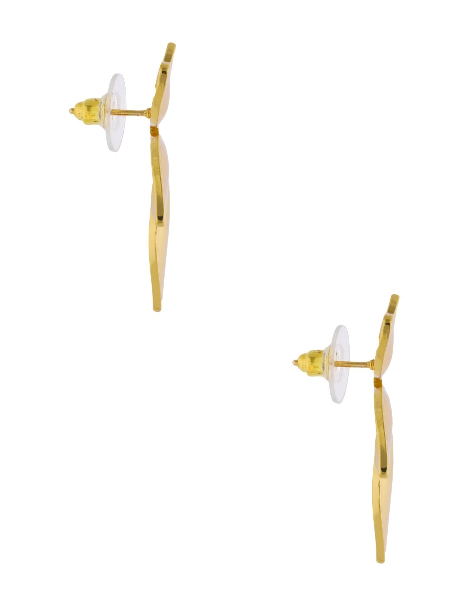 Aretes largos  de flor  Nuvi   con acabado brillante