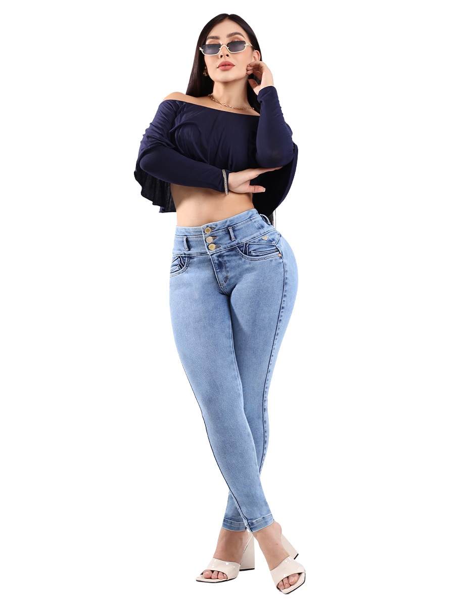Jeans Super skinny media cintura para mujer 2