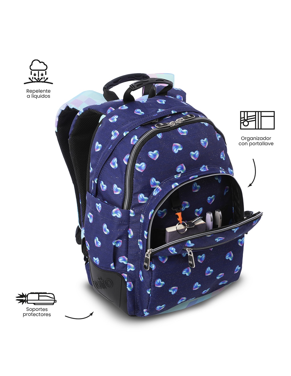 Set mochila escolar Totto Combo Rayol impermeable para niña