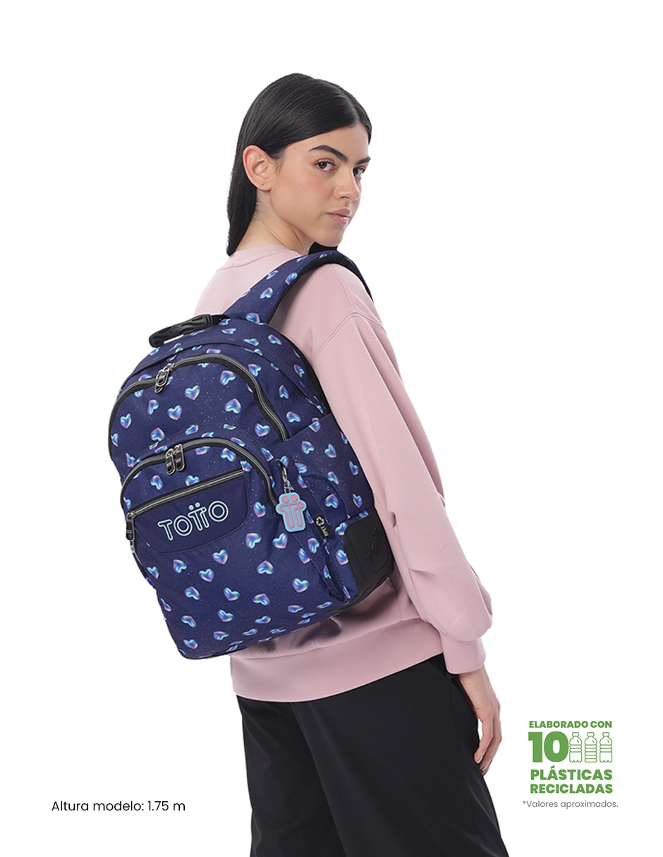 Set mochila escolar Totto Combo Rayol impermeable para niña