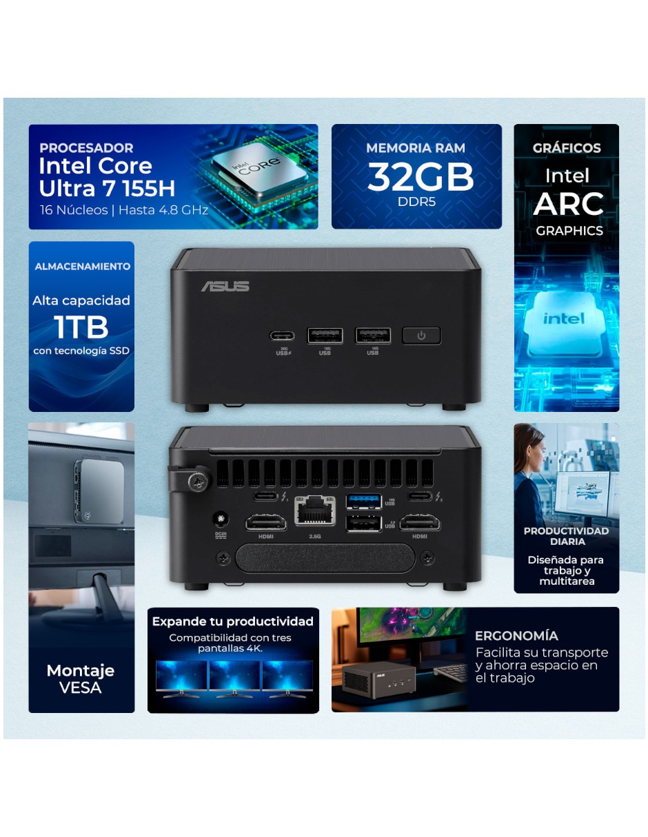 Mini PC CN14P-U732GB1T Intel Core Ultra 7 Integrada 32 GB RAM 1 TB SSD 2