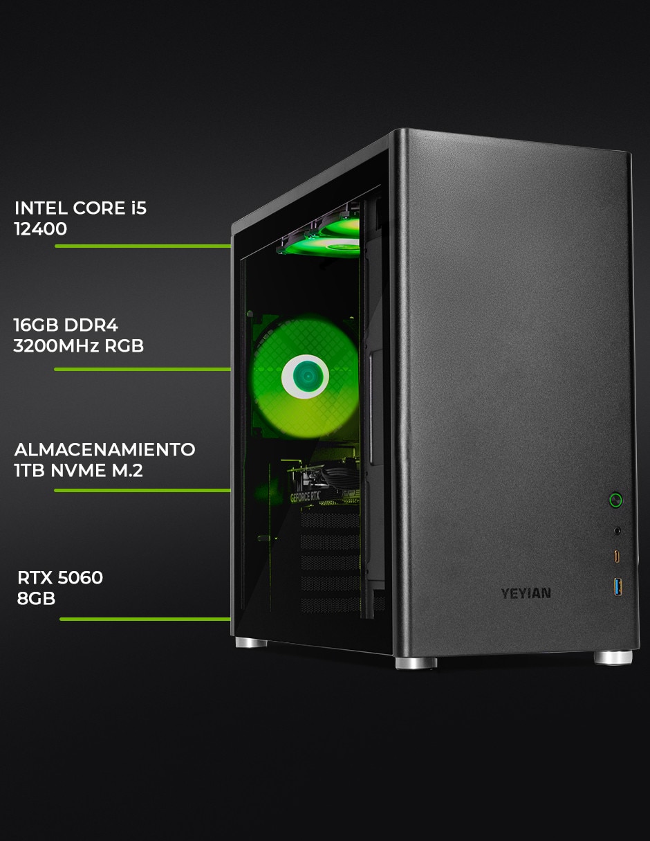 Computadora gamer Hussar Ypi-Hu2400B-560Pm 24 pulgadas Full HD Intel Core i5 Nvidia GeForce RTX 5060 16 Gb RAM 1 Tb Ssd 6