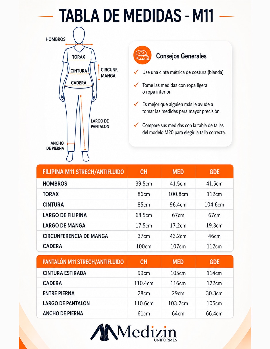 Pijama quirúrgica Medizin Uniformes estilo ajustado para Mujer