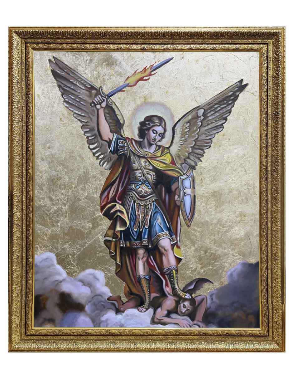 Pintura San Miguel Arcángel técnica mixta 1