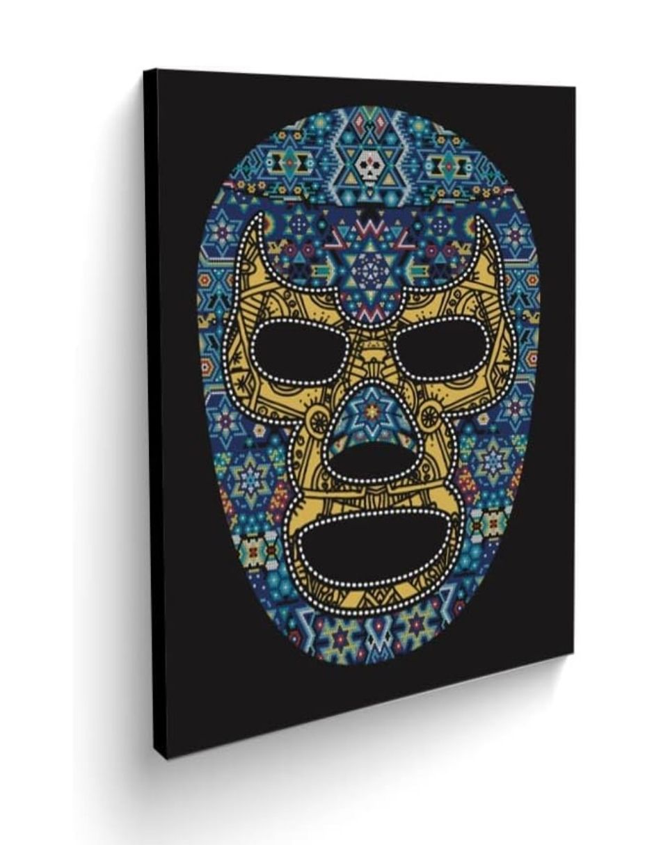 Cuadro Blue Demon Diseño Huichol técnica impresión