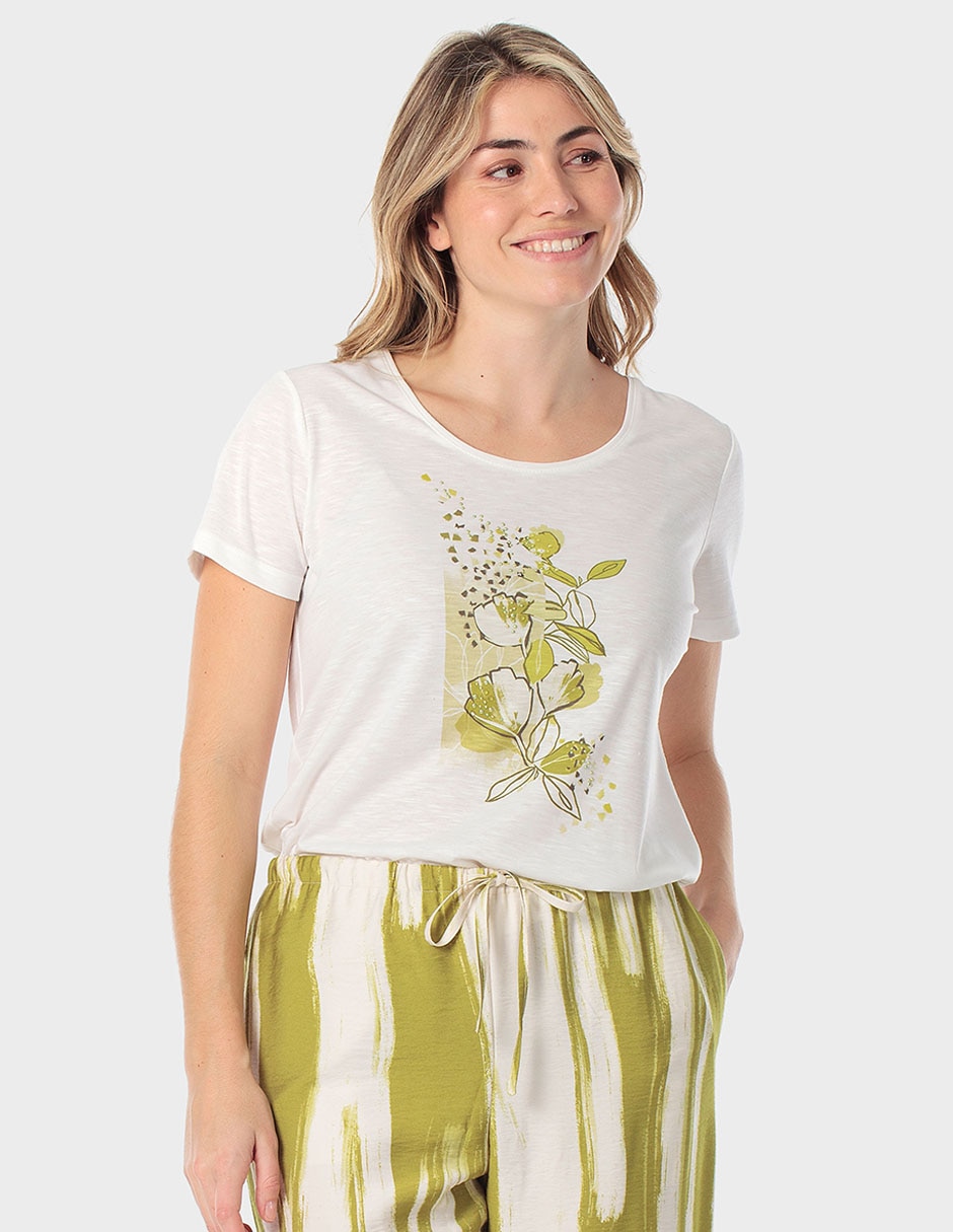 Playera manga corta cuello redondo para mujer Playera manga corta cuello redondo para mujer