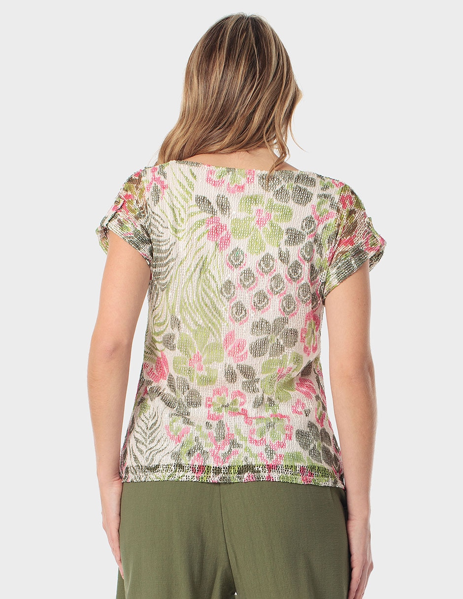 Playera manga corta cuello V para mujer 2