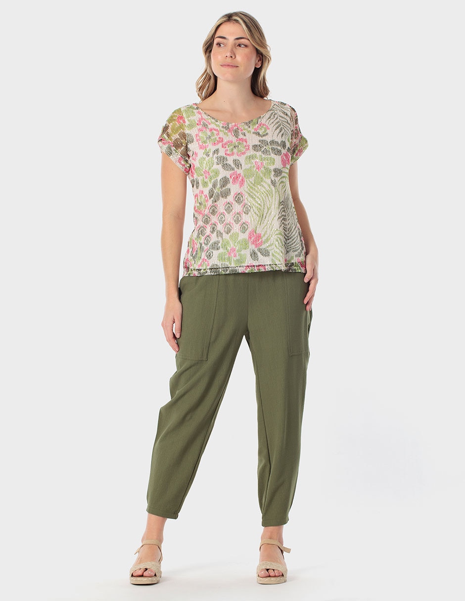 Playera manga corta cuello V para mujer 3