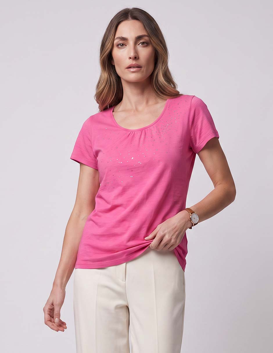 Playera manga corta cuello redondo para mujer Playera manga corta cuello redondo para mujer