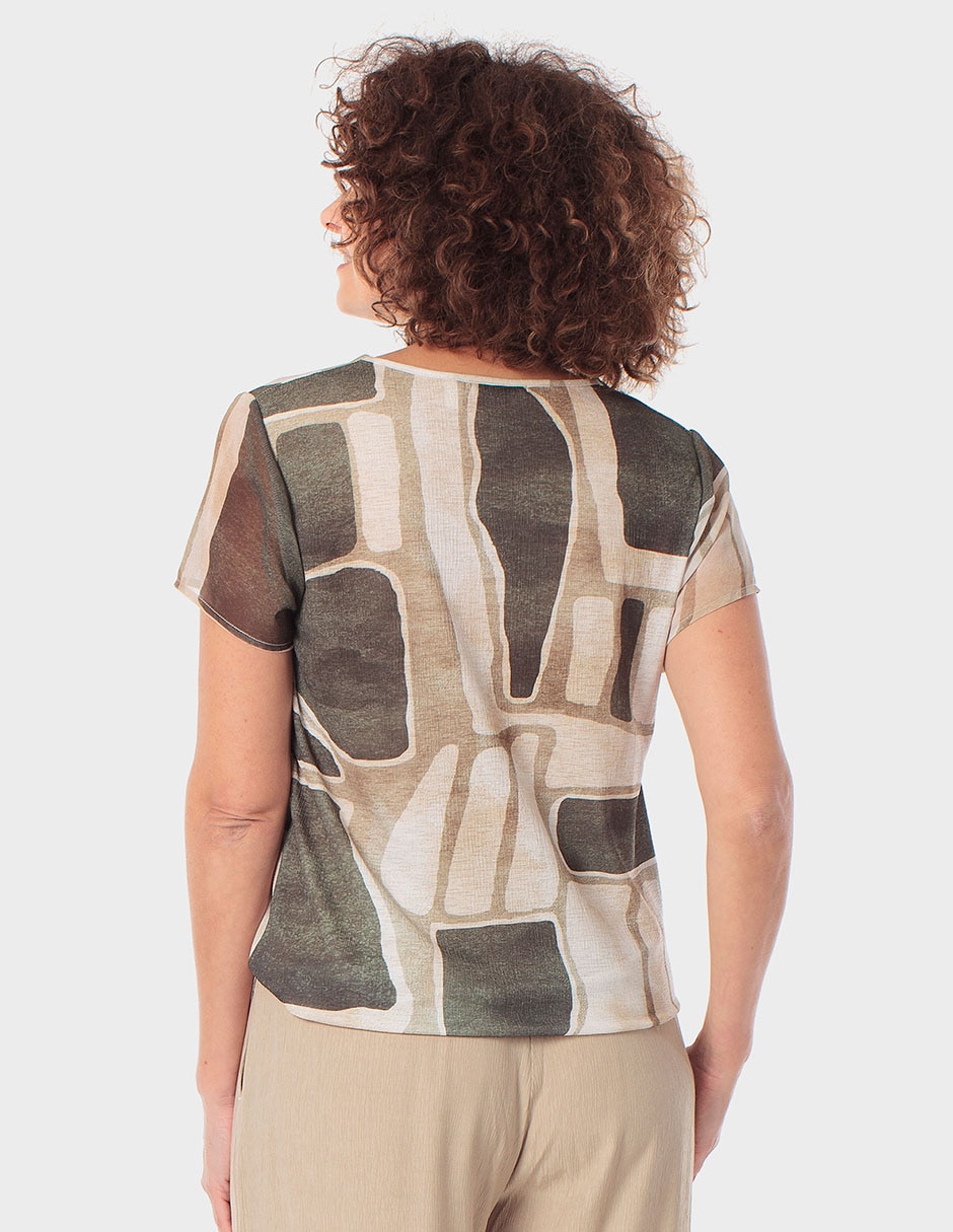 Playera manga corta cuello V para mujer 2