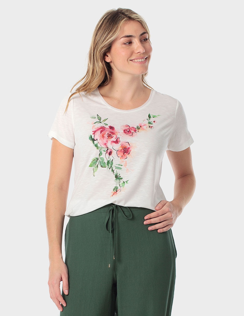 Playera manga corta cuello redondo para mujer Playera manga corta cuello redondo para mujer