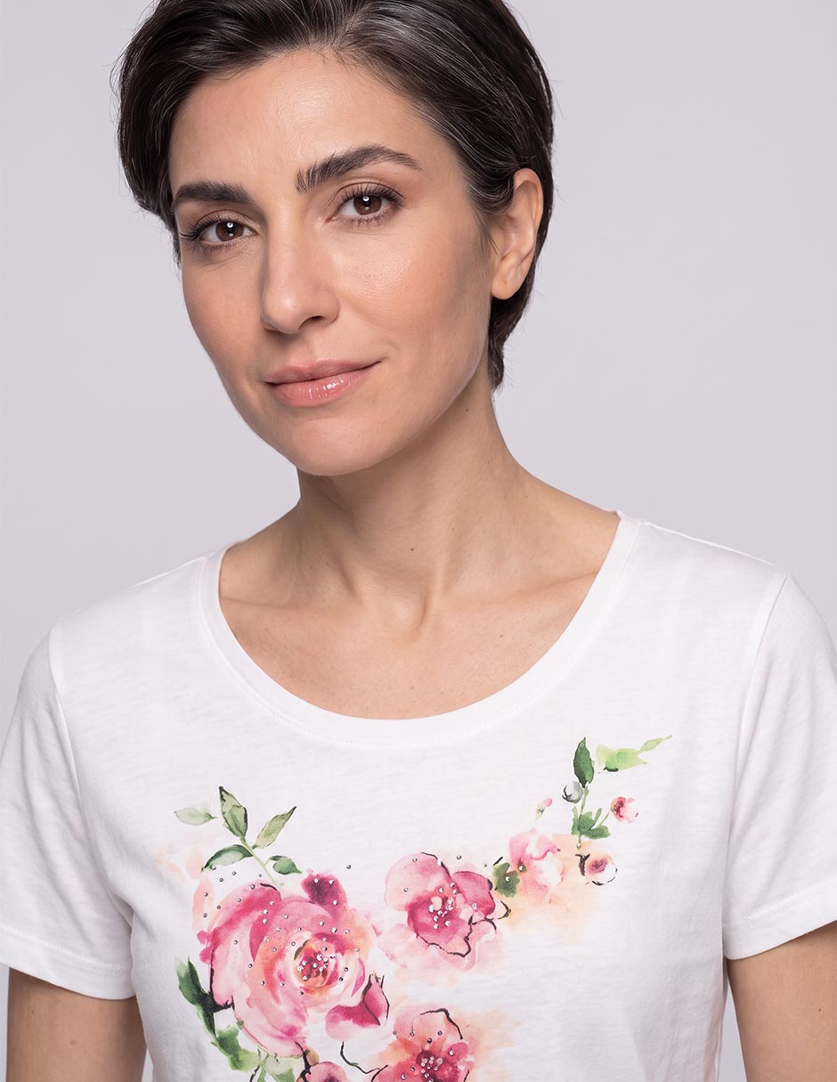 Playera manga corta cuello redondo para mujer 4