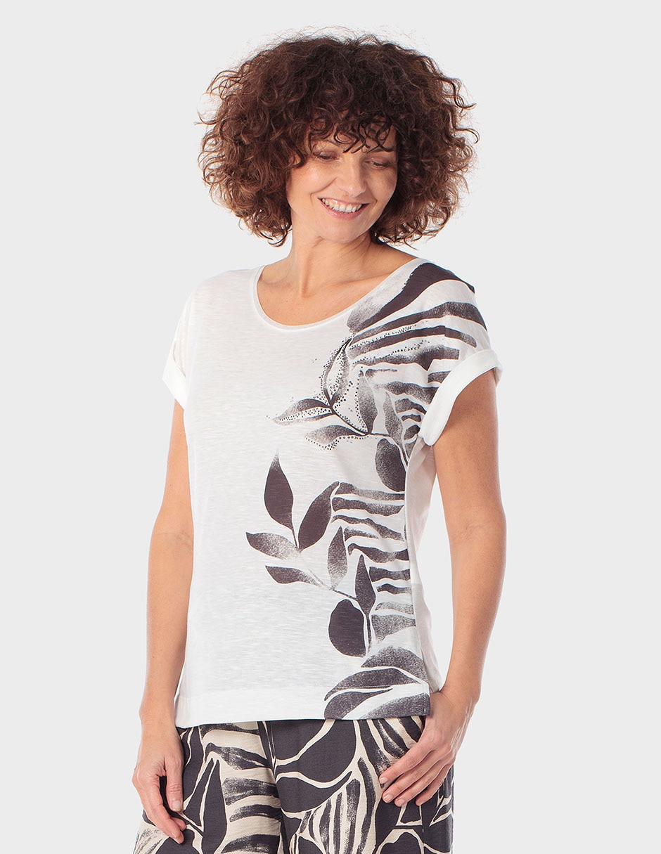 Playera manga corta cuello redondo para mujer