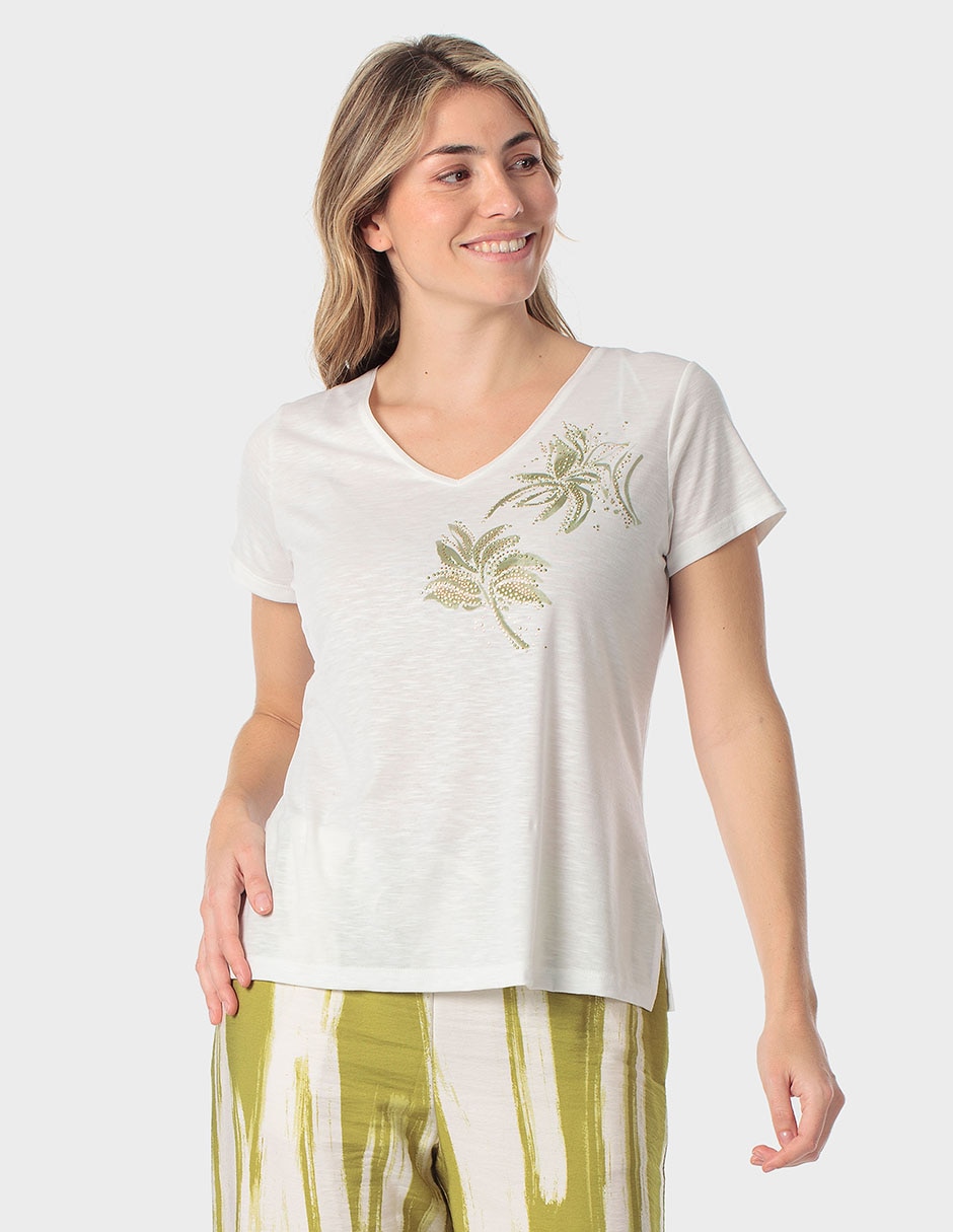 Playera manga corta cuello V para mujer Playera manga corta cuello V para mujer
