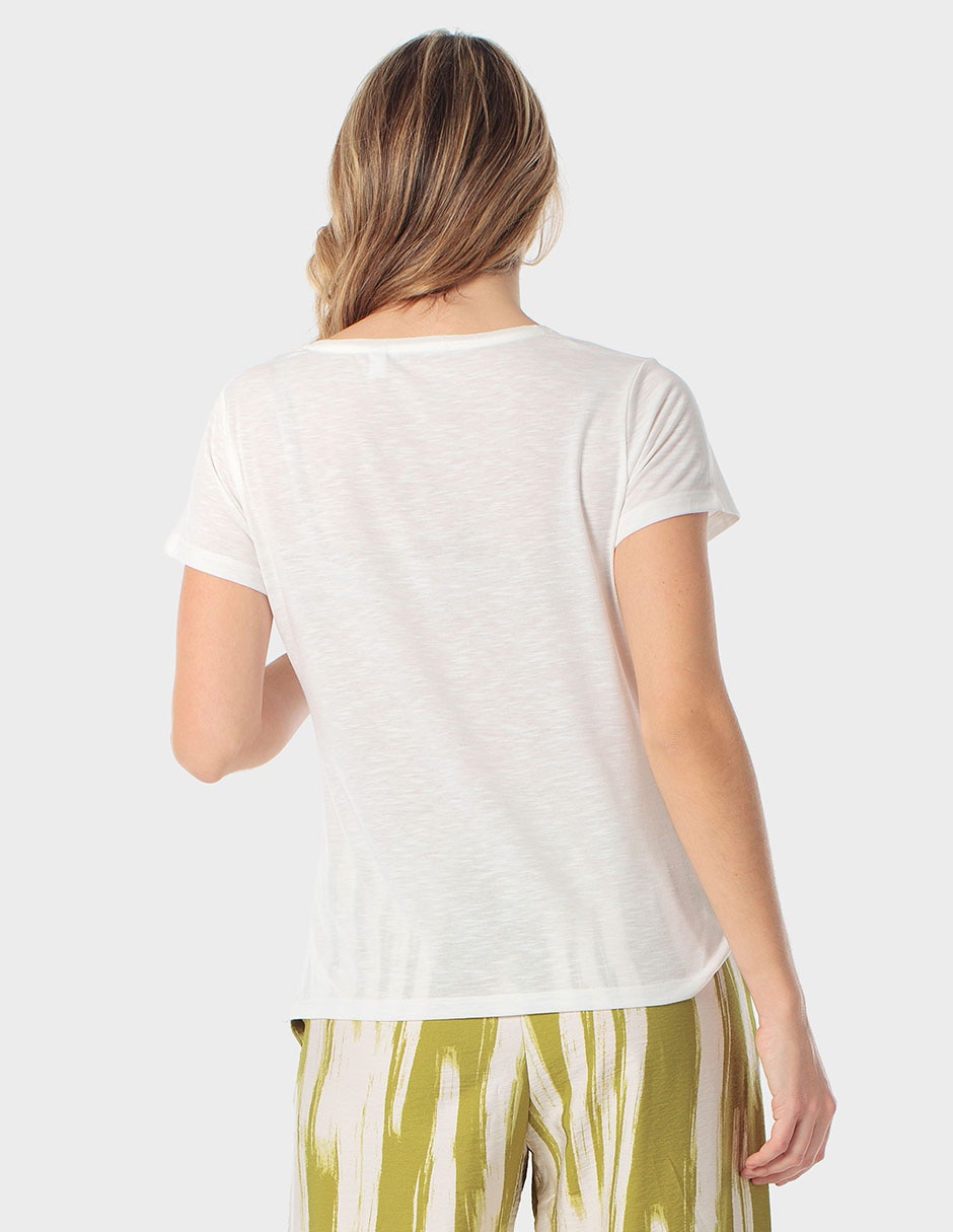Playera manga corta cuello V para mujer 2