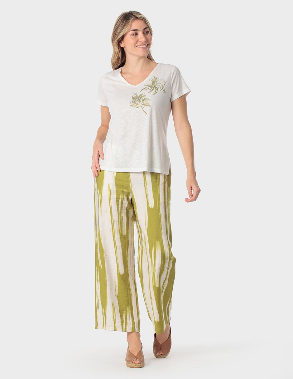 Playera manga corta cuello V para mujer 3