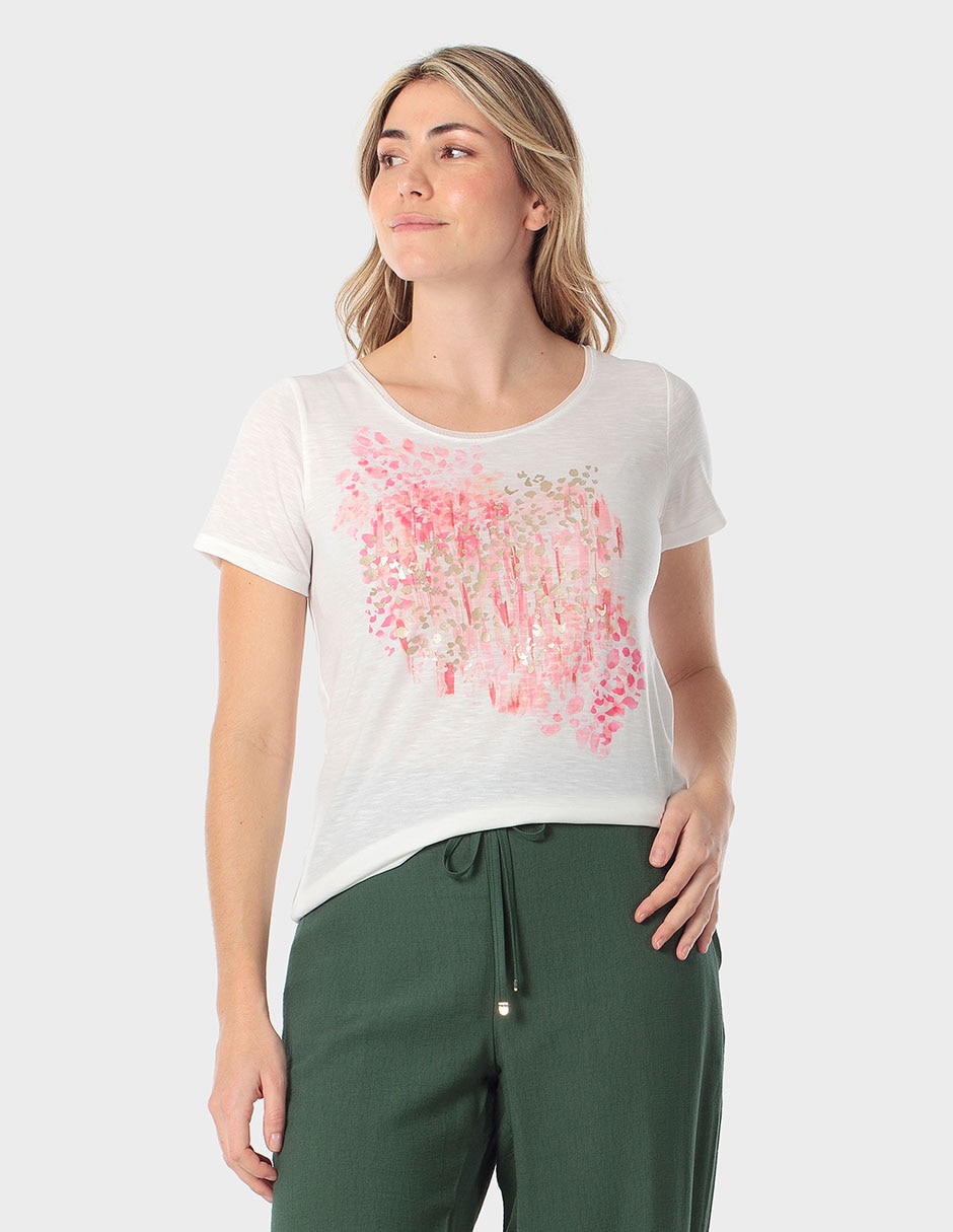 Playera manga corta cuello redondo para mujer Playera manga corta cuello redondo para mujer