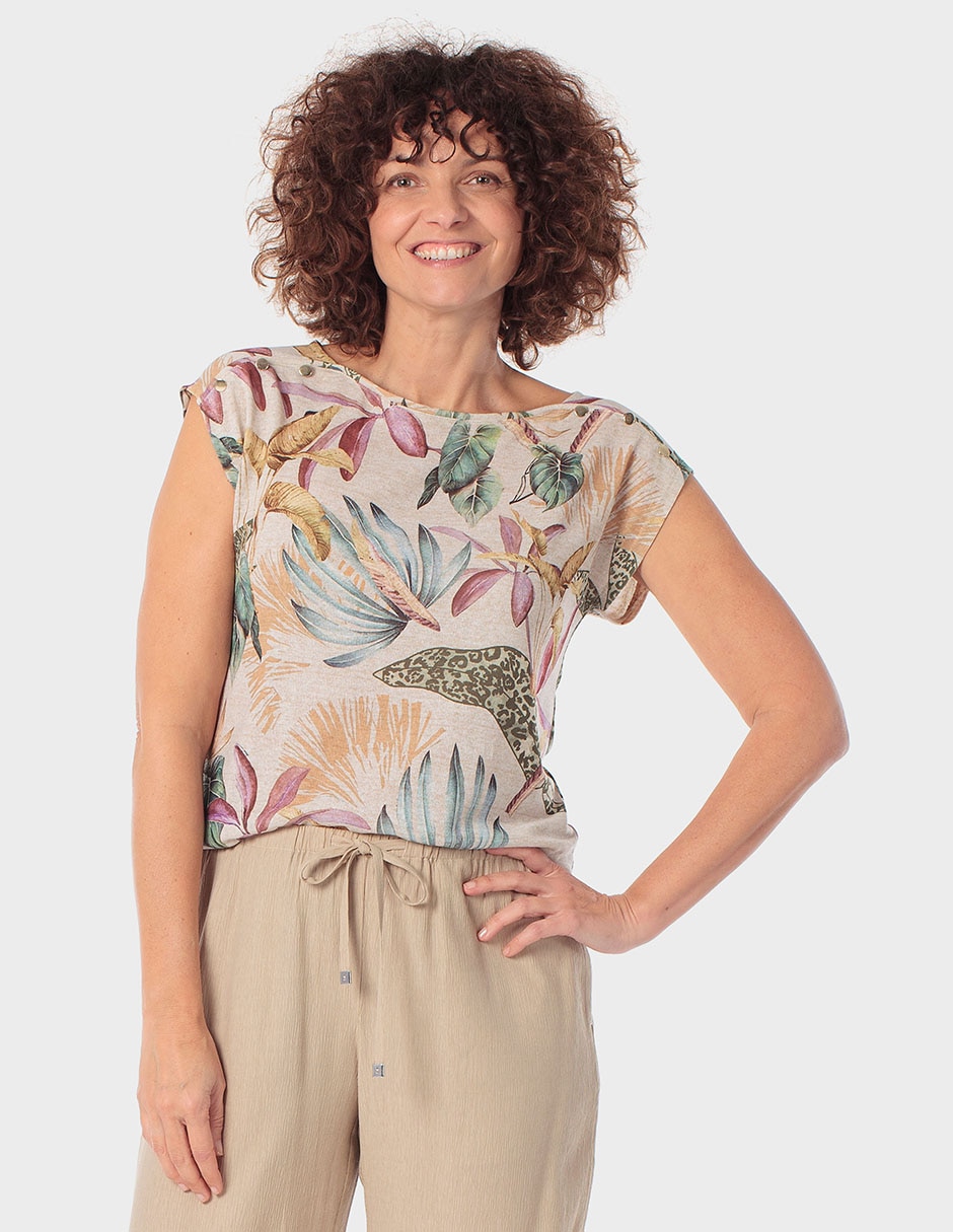 Blusa manga corta cuello redondo para mujer Blusa manga corta cuello redondo para mujer