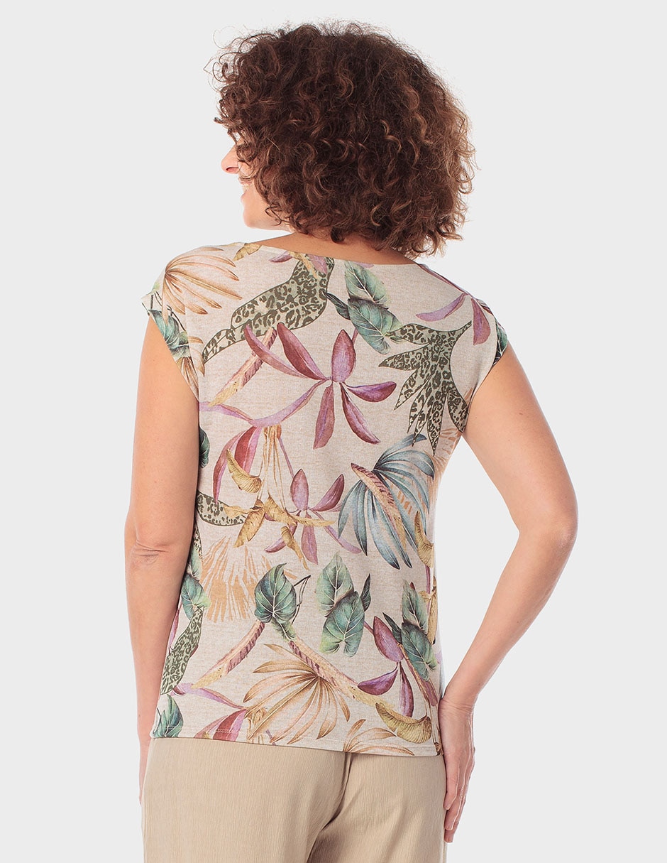 Blusa manga corta cuello redondo para mujer 2
