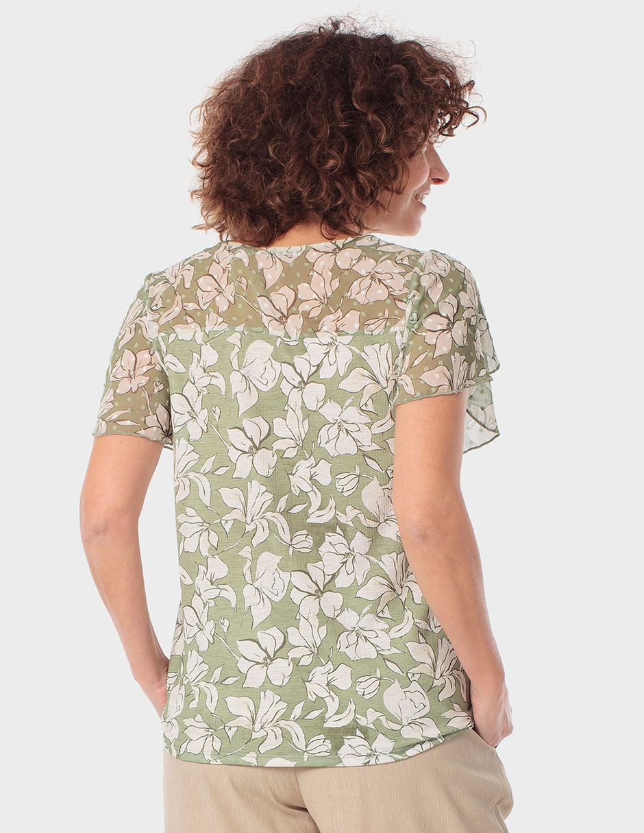 Playera manga corta cuello V para mujer 2
