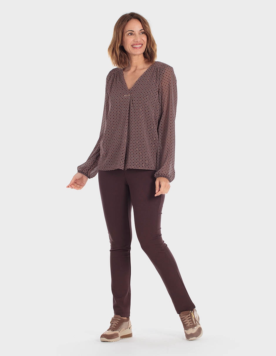 Playera manga larga cuello v para mujer 3