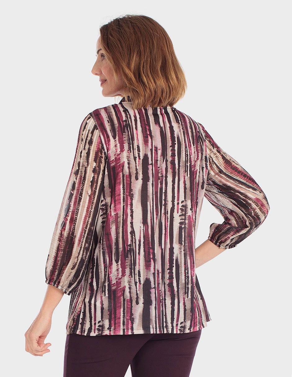 Blusa manga 3/4 cuello con amarre para mujer 4