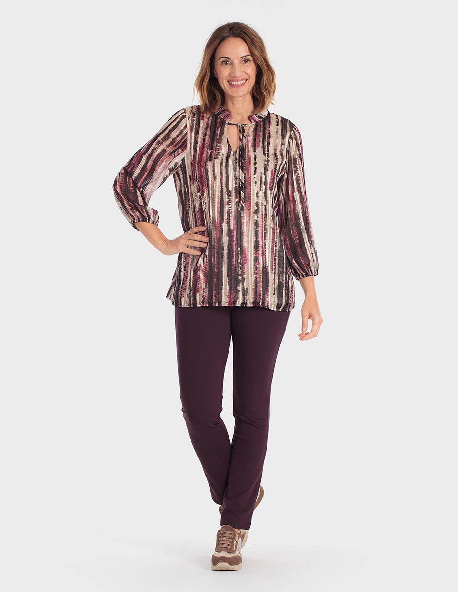 Blusa manga 3/4 cuello con amarre para mujer 3