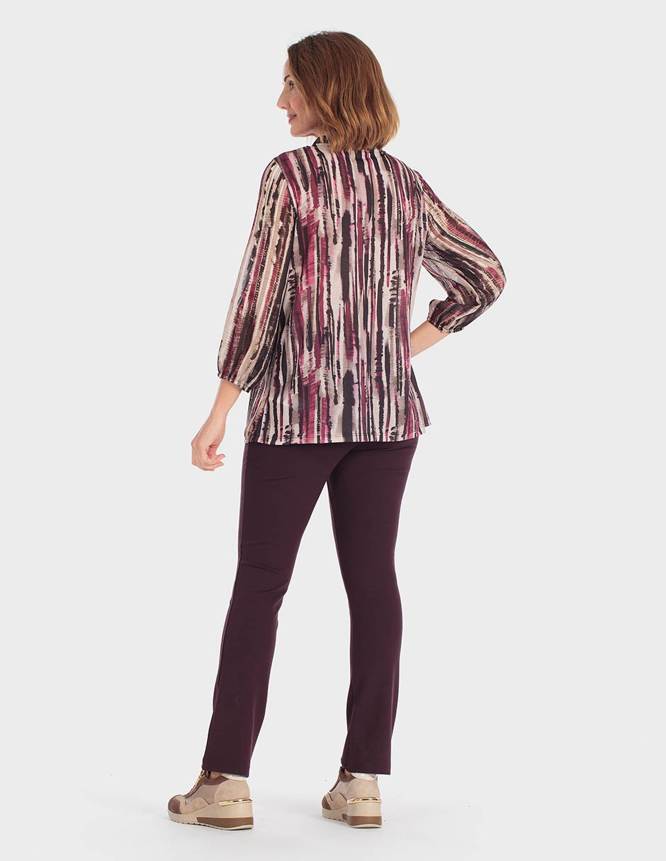 Blusa manga 3/4 cuello con amarre para mujer 2