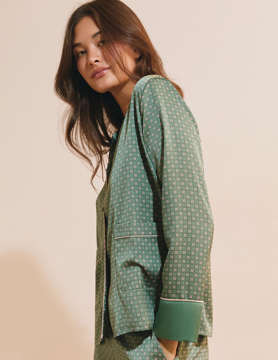Playera pijama estampado microprint para mujer