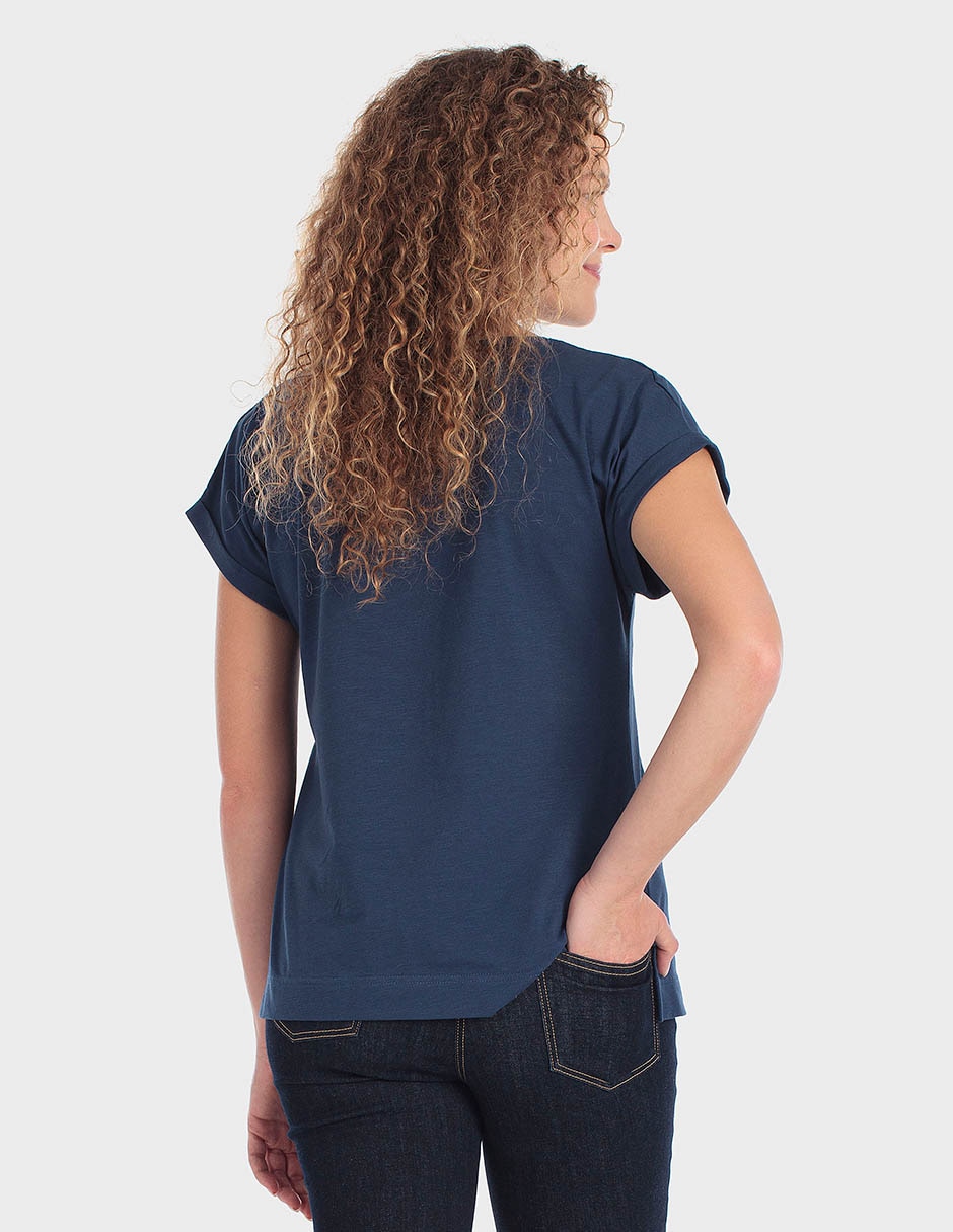 Playera manga corta cuello redondo para mujer 4
