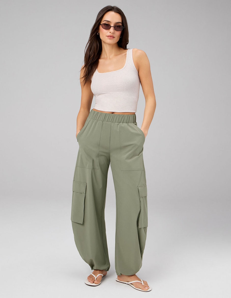 Pants regular con elástico para mujer