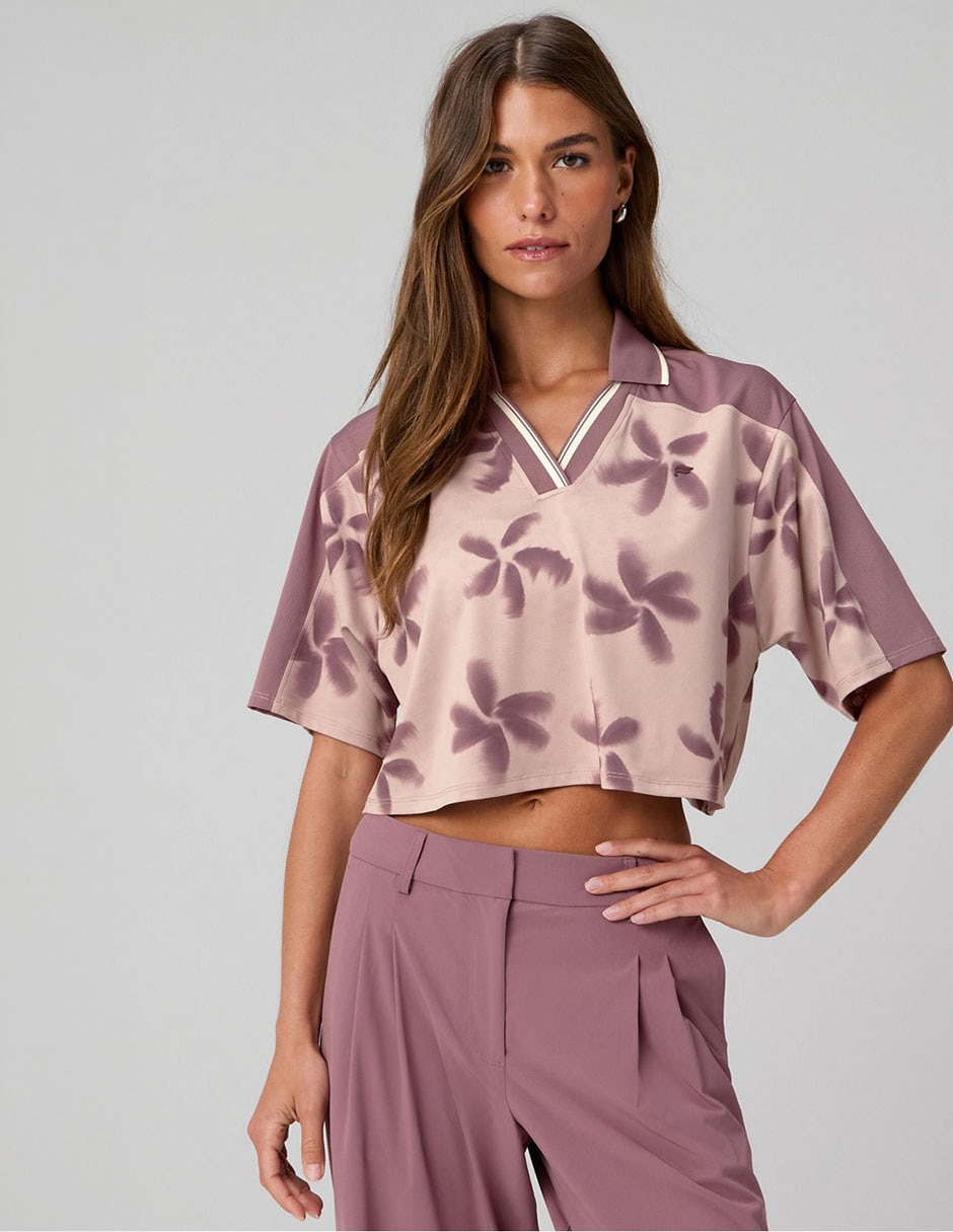 Playera manga corta cuello polo mujer