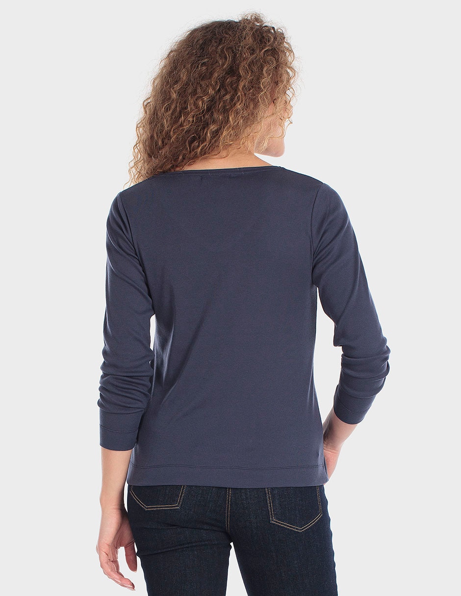 Playera manga 3/4 punt roma cuello v para mujer