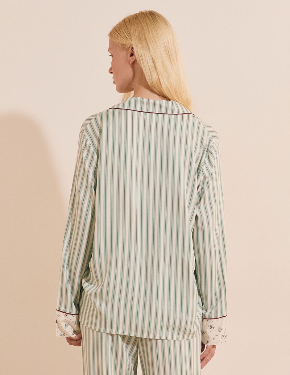Playera pijama estampado a rayas para mujer 3