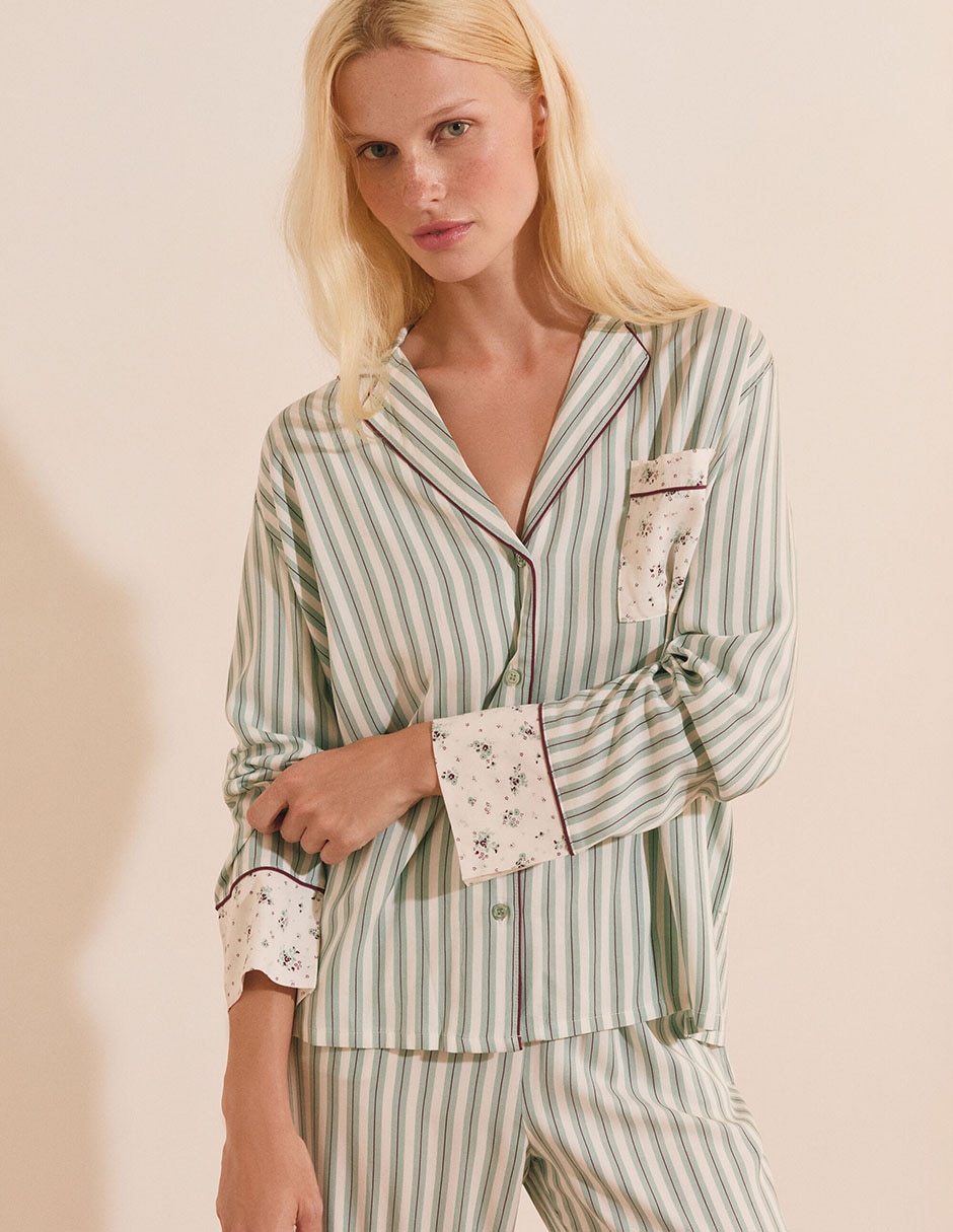 Playera pijama estampado a rayas para mujer 4