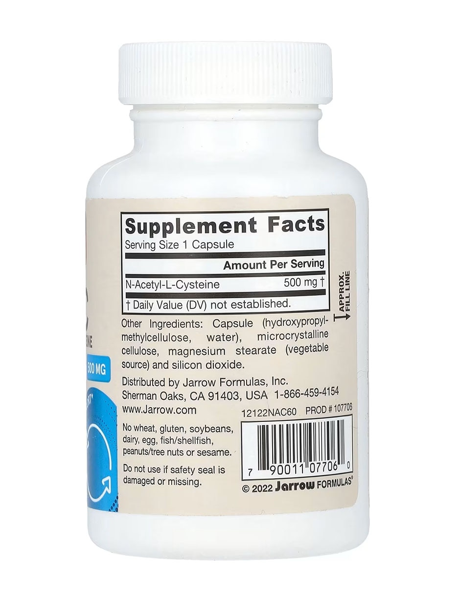 NAC vegetariano 500 mg 60 cápsulas con N-Acetyl Cysteine 2
