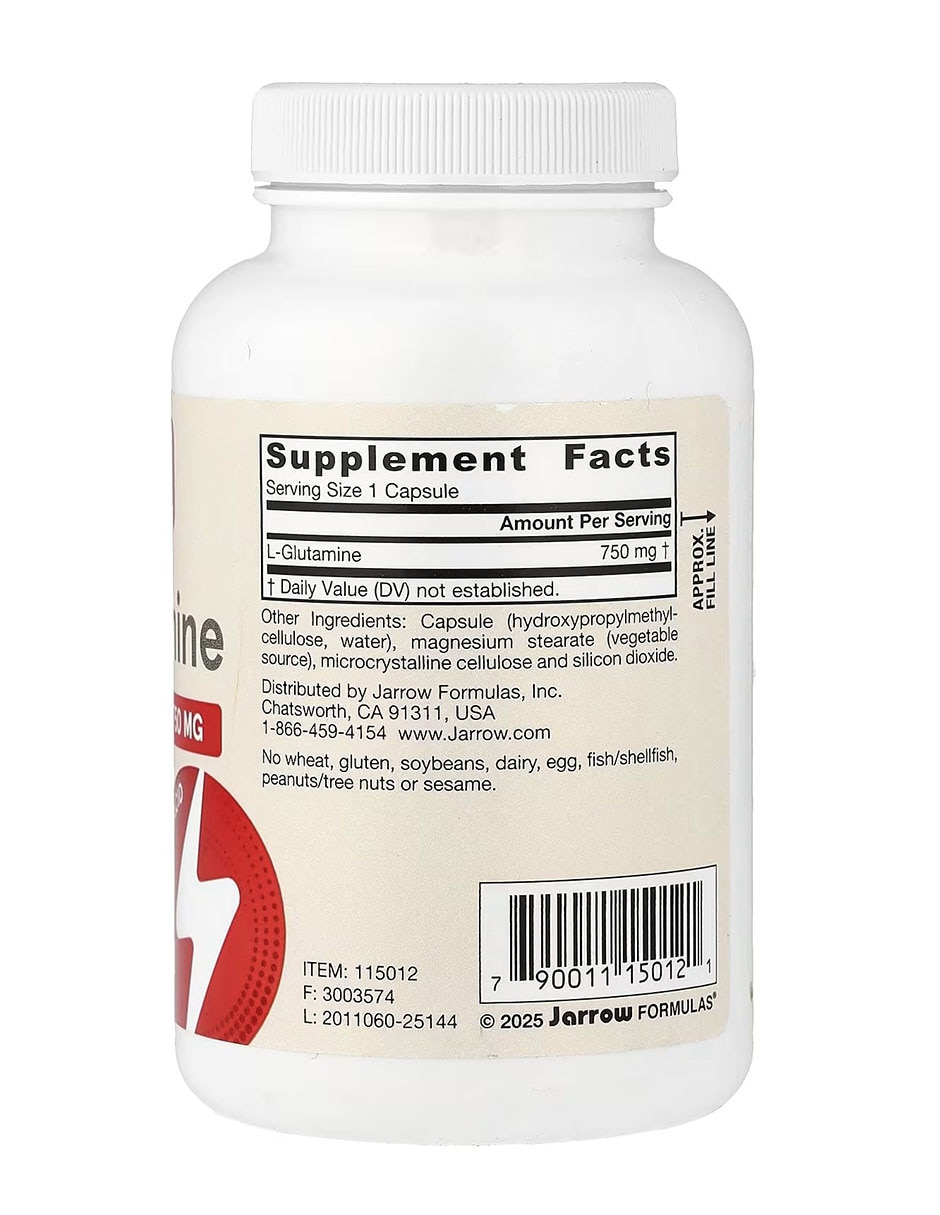 L-glutamina vegana 750 mg 120 cápsulas Jarrow