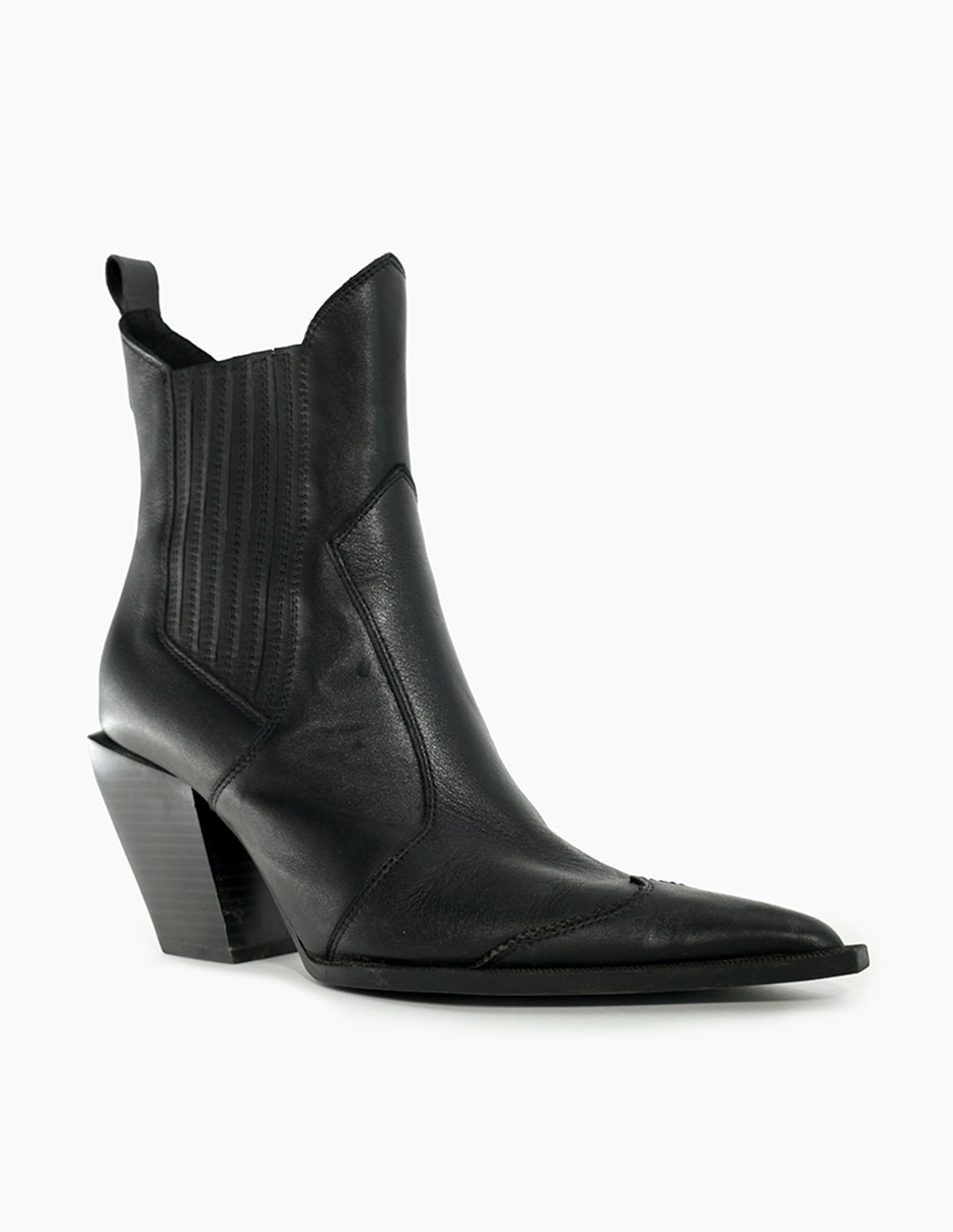 Bota cowboy arriba del tobillo ivonne boho chic de piel bovino para mujer