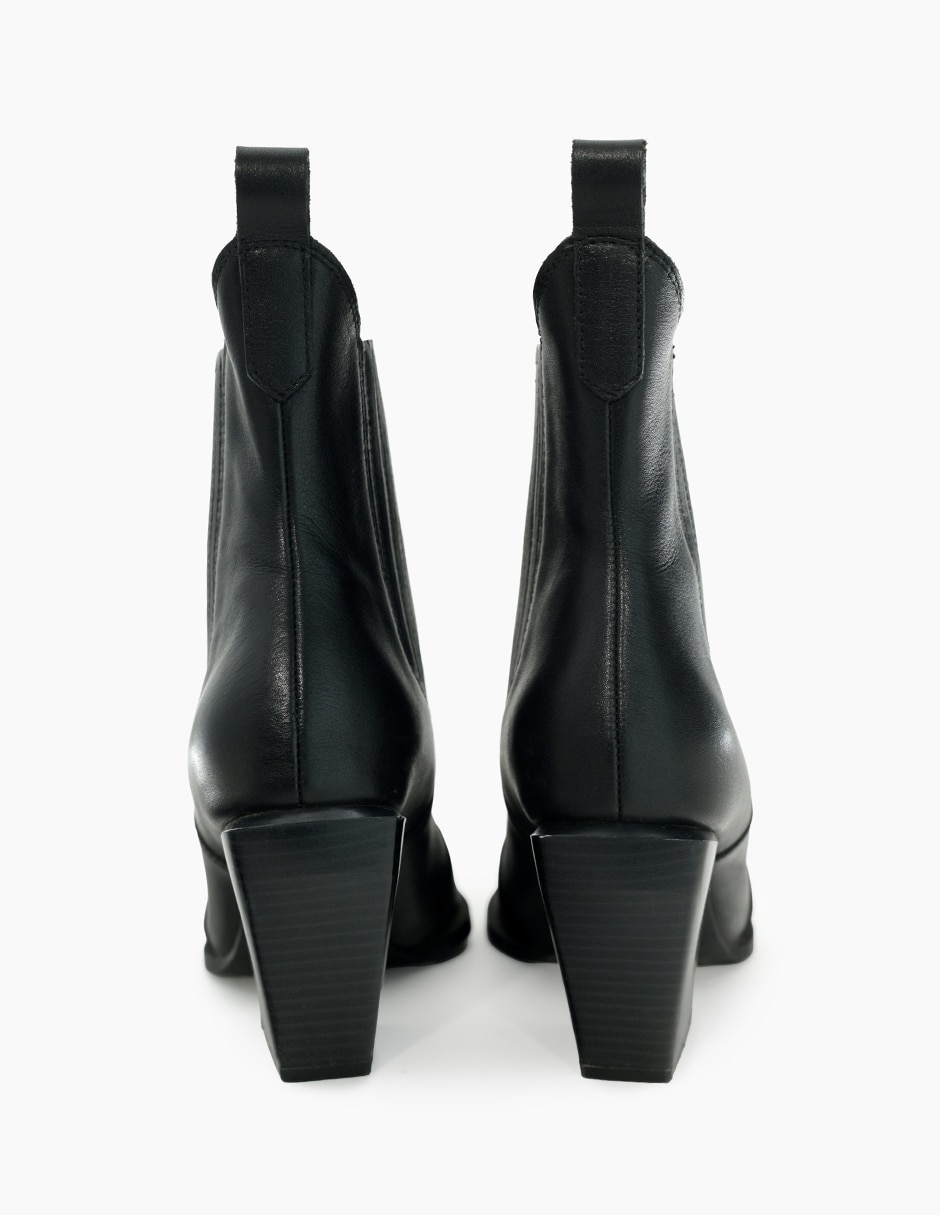 Bota cowboy arriba del tobillo ivonne boho chic de piel bovino para mujer