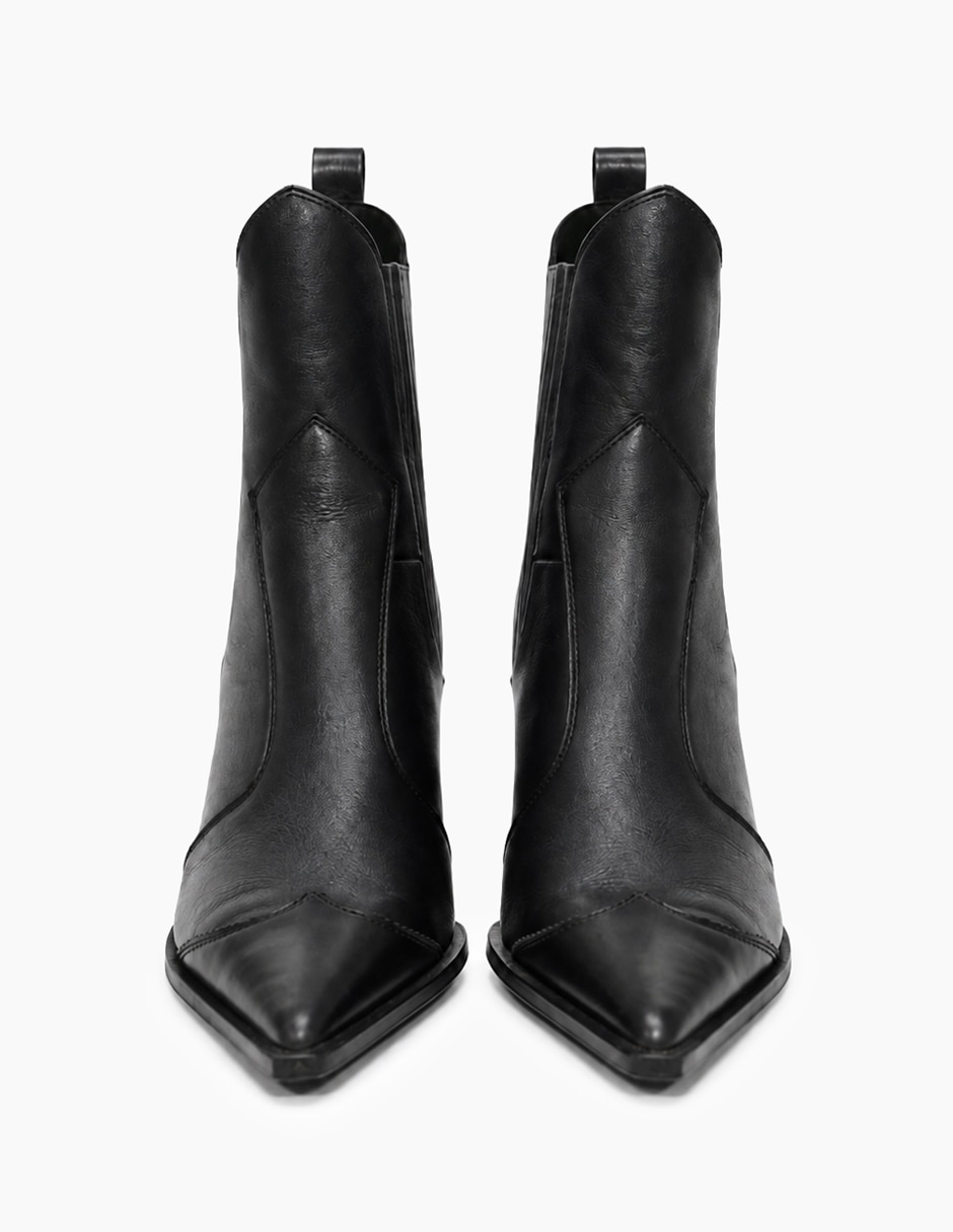 Bota cowboy arriba del tobillo ivonne boho chic de piel bovino para mujer
