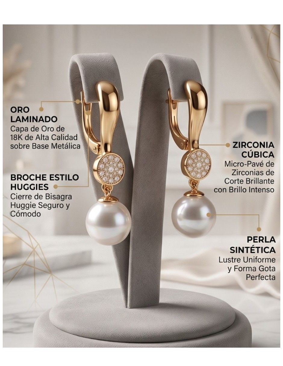 Aretes largos joyería de oro laminado 18 k con acabado brillante zirconia cúbica 5