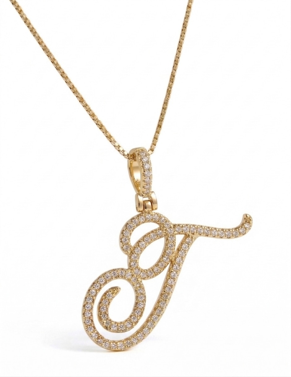 Collar con dije de letras de oro laminado 14 k 1