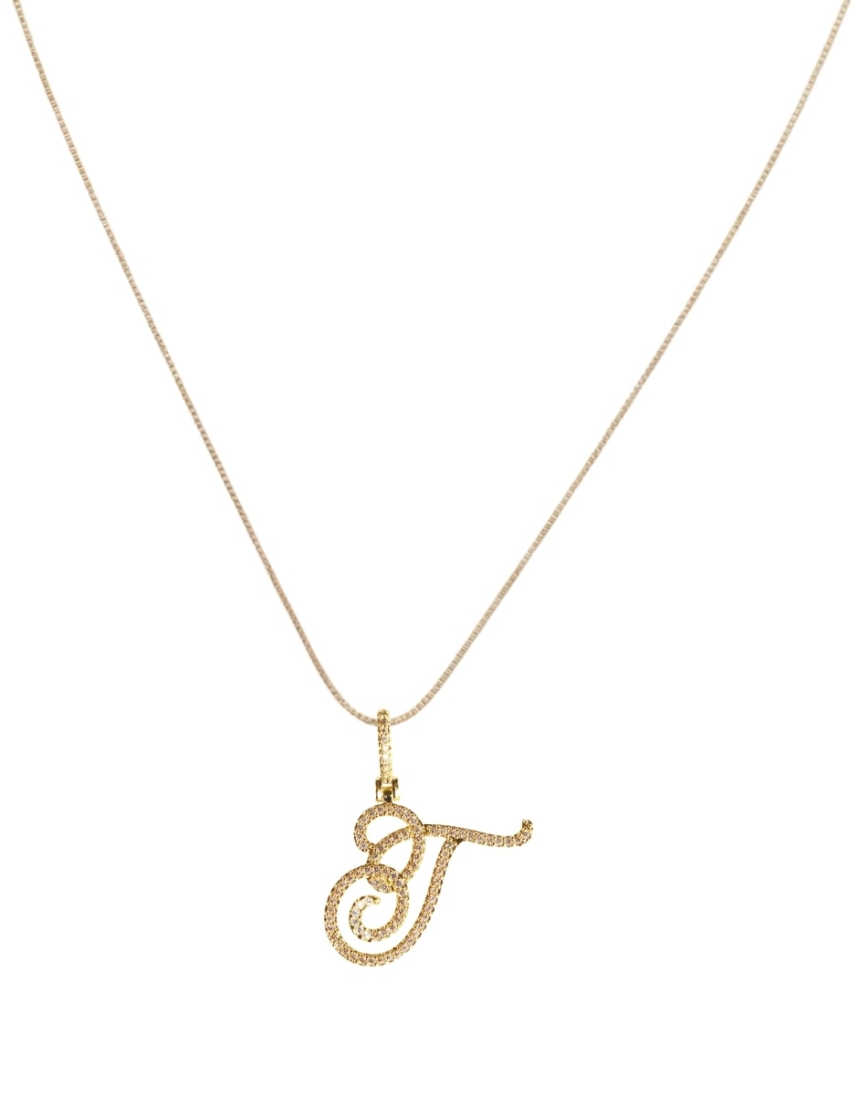 Collar con dije de letras de oro laminado 14 k 5