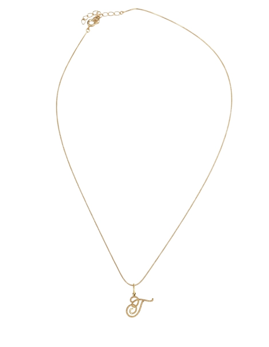 Collar con dije de letras de oro laminado 14 k 3
