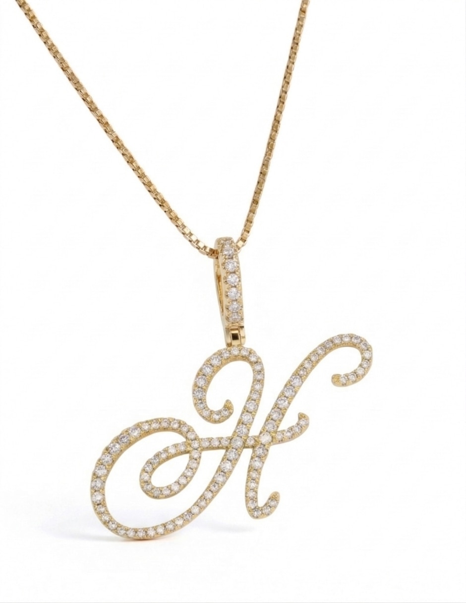 Collar con dije de letras de oro laminado 14 k Collar con dije de letras de oro laminado 14 k